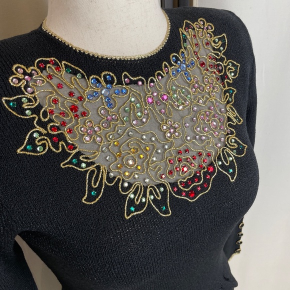 Vintage Don Sayres Beaded Sweater Dress Wool Size 8 - Picture 4 of 14